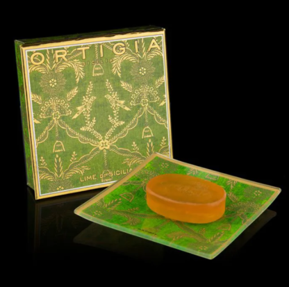 Ortigia Sicilian Lime Olive Oil Soap & Glass Plate Boxed