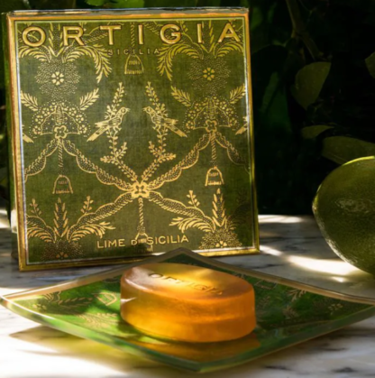 Ortigia Sicilian Lime Olive Oil Soap & Glass Plate Boxed - Image 3