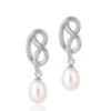 Claudia Bradby Medium Love Knot Pearl Drop Earring Silver - Image 2