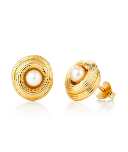 Claudia Bradby Love Knot Pearl Stud Earring Gold - Image 2