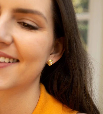 Claudia Bradby Love Knot Pearl Stud Earring Gold
