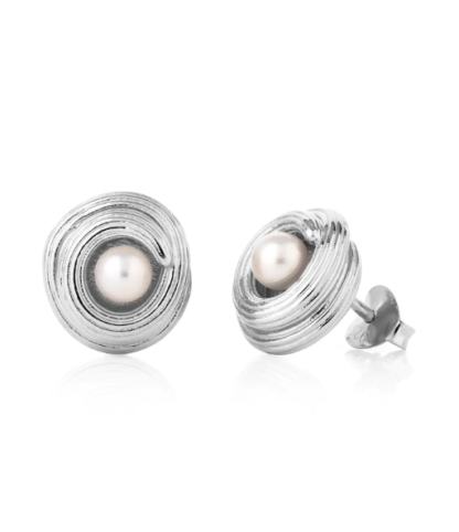 Claudia Bradby Love Knot Pearl Stud Earring Silver - Image 2