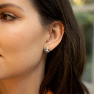 Claudia Bradby Love Knot Pearl Stud Earring Silver