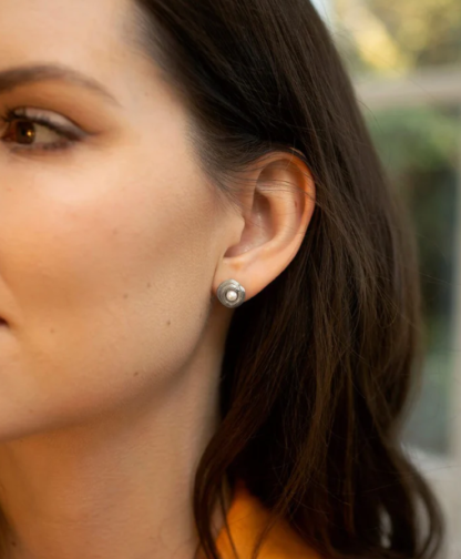 Claudia Bradby Love Knot Pearl Stud Earring Silver