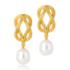Claudia Bradby Large Love Knot Pearl Drop Earring Gold - Image 2