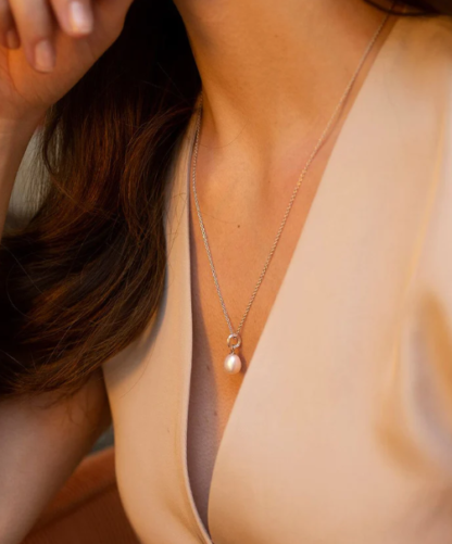 Claudia Bradby Unita Organic Pearl Pendant Necklace Silver