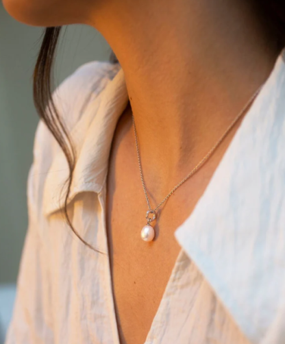 Claudia Bradby Unita Organic Pearl Pendant Necklace Silver - Image 3