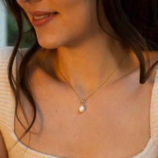 Claudia Bradby Unita Organic Pearl Pendant Necklace Gold