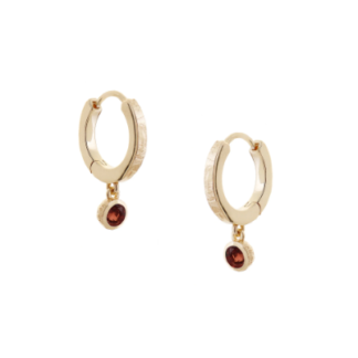 Tutti & Co Birthstone JANUARY Hoop Earrings Garnet Gold (EA543G)