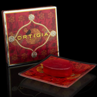 Ortigia Sicilian Melograno Pomegranite Olive Oil Soap & Glass Plate Boxed