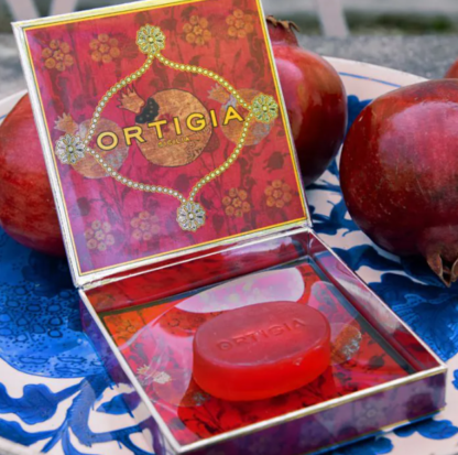 Ortigia Sicilian Melograno Pomegranite Olive Oil Soap & Glass Plate Boxed - Image 3