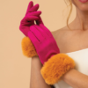Powder Bettina Faux Suede and Fur Gloves Magenta and Mustard