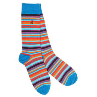 Swole Panda BLUE AND RED NARROW STRIPED BAMBOO SOCKS