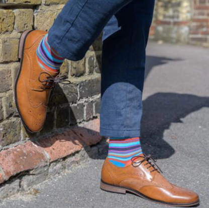 Swole Panda BLUE AND RED NARROW STRIPED BAMBOO SOCKS - Image 2