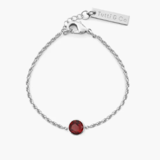 Tutti & Co Birthstone JANUARY Garnet Bracelet Silver (BR590S)