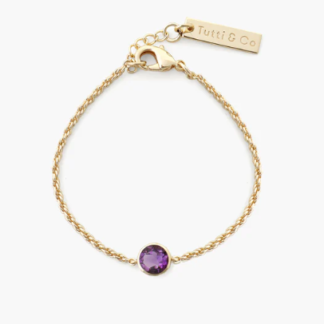 Tutti & Co Birthstone FEBRUARY Amethyst Bracelet Gold (BR591G)