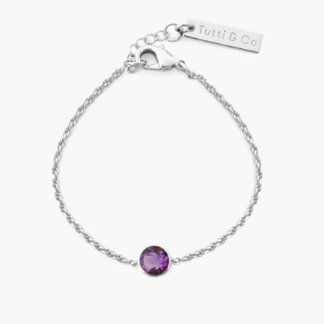 Tutti & Co Birthstone FEBRUARY Amethyst Bracelet Silver (BR591S)