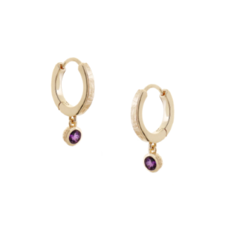 Tutti & Co Birthstone FEBRUARY Hoop Earrings Amethyst Gold (EA544G)