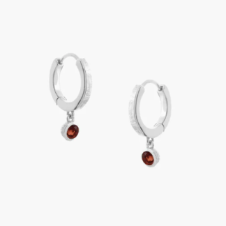 Tutti & Co Birthstone JANUARY Hoop Earrings Garnet Silver (EA543S)