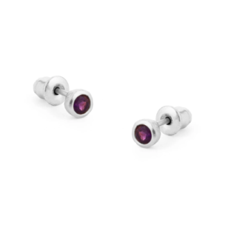 Tutti & Co Birthstone FEBRUARY Amethyst Stud Earrings Silver (EA533S)