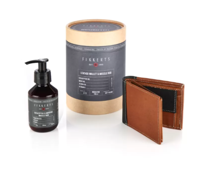 FIKKERTS FRUITS OF NATURE GENTLEMANS WALLET and MUSCLE RUB SET