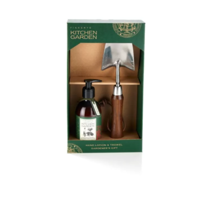 FIKKERTS KITCHEN GARDEN Marigold and Shea Butter HAND LOTION and GARDENING TROWEL GIFT SET