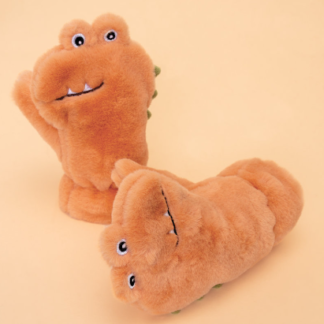 Powder Kids Fluffy Mittens TOOTHY DINO CORAL