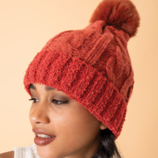 Powder Freya Pompom Hat RUST