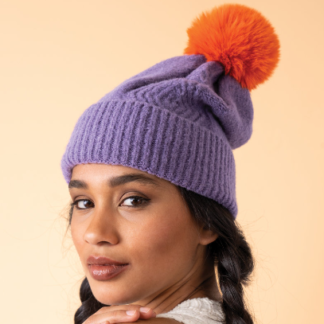Powder Ingrid Pompom Hat LAVENDER TANGERINE