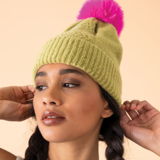 Powder Ingrid Pompom Hat LIME FUSCHIA