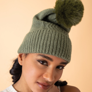 Powder Ingrid Pompom Hat OLIVE