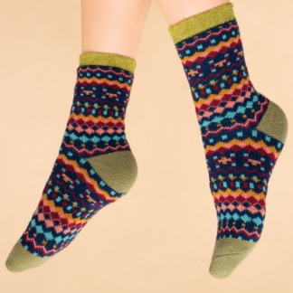 Powder Cosy Socks Multi Stripe INK