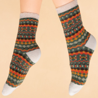 Powder Cosy Socks Multi Stripe SAGE