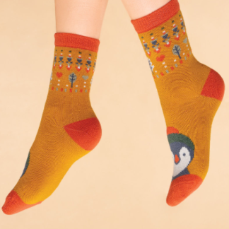 Powder Penguin Knitted Socks MUSTARD