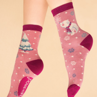 Powder North Pole ar Bear Ladies Ankle Socks