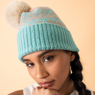 Powder Thora Pompom Hat AQUA TAUPE