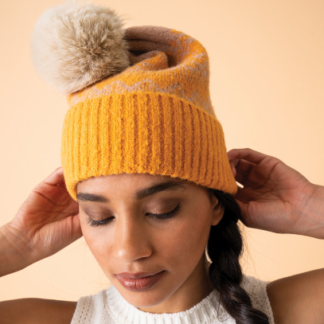 Powder Thora Pompom Hat MUSTARD TAUPE