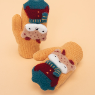 Powder Pals Mittens REINDEER MUSTARD