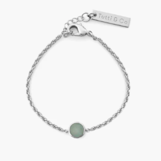 Tutti & Co Birthstone MARCH Aquamarine Bracelet Silver (BR590S)