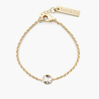 Tutti & Co Birthstone APRIL White Topaz Bracelet Gold (BR593G)