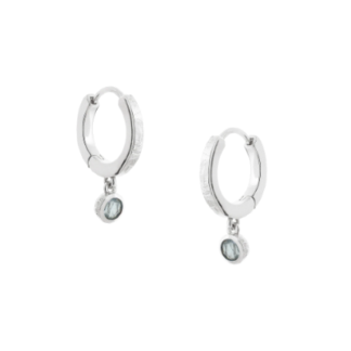 Tutti & Co Birthstone MARCH Hoop Earrings Aquamarine Silver (EA545S)