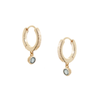 Tutti & Co Birthstone MARCH Hoop Earrings Aquamarine Gold (EA545G)
