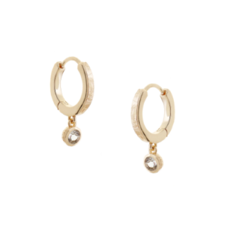 Tutti & Co Birthstone APRIL Hoop Earrings White Topaz Gold (EA546G)