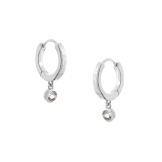 Tutti & Co Birthstone APRIL Hoop Earrings White Topaz Silver (EA546S)