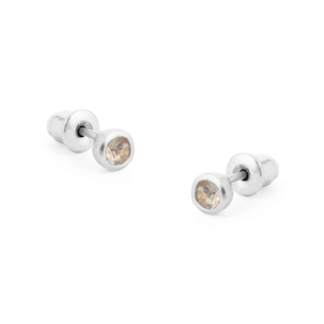 Tutti & Co Birthstone MARCH Aquamarine Stud Earrings Silver (EA534S)