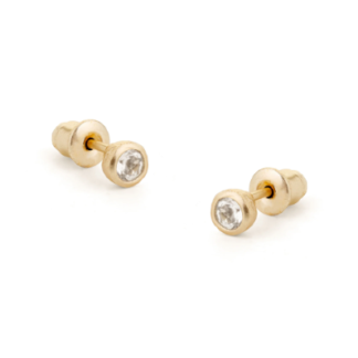 Tutti & Co Birthstone APRIL White Topaz Stud Earring Gold (EA535G)