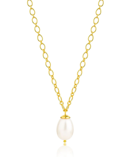 Claudia Bradby Luxury Gold Pearl Drop Necklace - Image 2