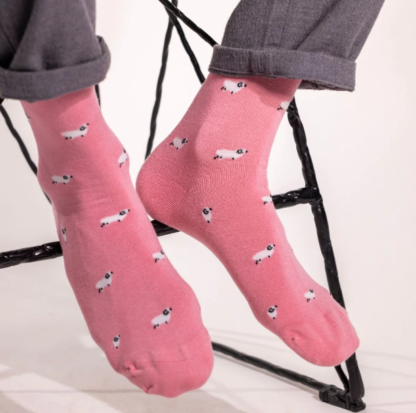 Swole Panda PINK SHEEP BAMBOO SOCKS 7-11 - Image 3