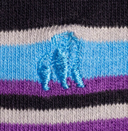 Swole Panda PURPLE AND BLUE NARROW STRIPE BAMBOO SOCKS 7-11 - Image 4