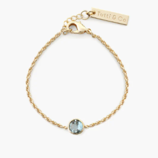 Tutti & Co Birthstone DECEMBER Blue Topaz Bracelet Gold (BR601G)